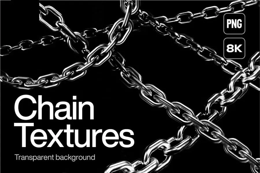 70个Y2K酸性艺术锁链粗犷链条铁链PNG设计素材 70 Chain Textures