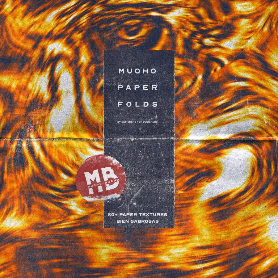 50+复古纸张折痕肮脏污迹噪点颗粒褶皱叠加纹理素材+CD塑料磁盘样机 Mucho Paper Folds