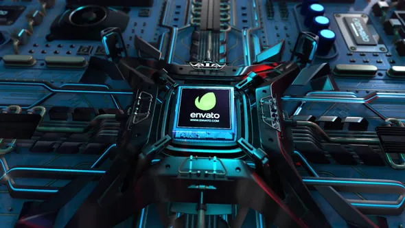 高科技风格处理器CPU主板芯片动画效果标志片头AE模版 MotherBoard Logo