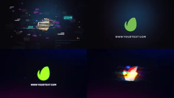 RGB分裂故障效果标志片头社交媒体平台LOGO动画AE模版 RGB Glitch Logo Opener