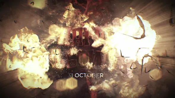 烟雾火花粒子特效动画金属万圣节Halloween视频片头AE模版 Halloween Opener