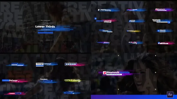 20组现代彩色条纹动画视频字幕条文字标题效果AE模版 Modern Stripes Lower Thirds