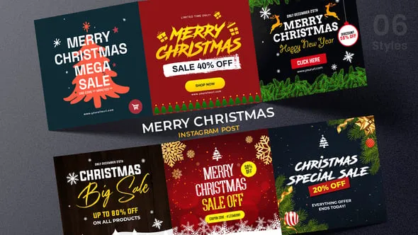 圣诞节快乐社交媒体活动主题宣传模板短视频AE模板 Merry Christmas Instagram Post