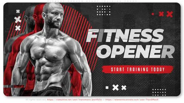 现代文本动画时尚过渡效果体育频道介绍健身房宣传片AE模板 Fitness Opener. Start Training Today