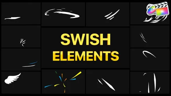 12组卡通多彩动态飞线发光线条嗖嗖元素MG视频FCPX插件 Swish Elements FCPX
