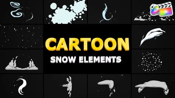 卡通元素冬天雪花MG图形24种效果+3组转场动画-FCPX插件 Cartoon Snow Elements FCPX