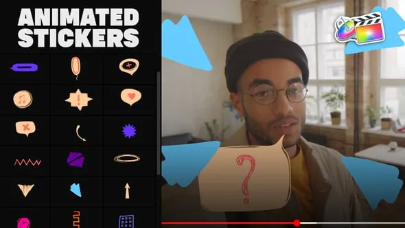 FCPX插件-37组手绘动画卡通箭头泡泡涂鸦抽象动画元素视频 Abstract Scribble And Speach Bubbles Animations FCPX