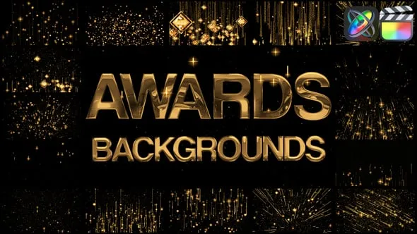 16组金色华丽粒子特效闪耀动画FCPX插件下载 Awards Backgrounds