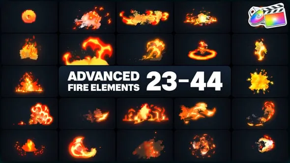 82个MG火焰燃烧烟雾元素特效动画FCPX插件下载 Advanced Fire Elements