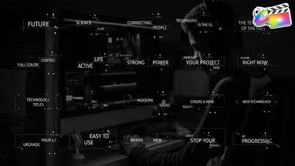 20种数字技术点线连接电路图形文字标题动画FCPX插件下载 Technology Titles