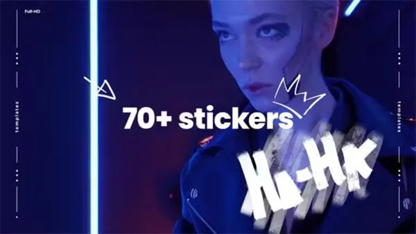70个手绘动态图形贴纸元素动画FCPX插件下载 Animated Stickers Pack
