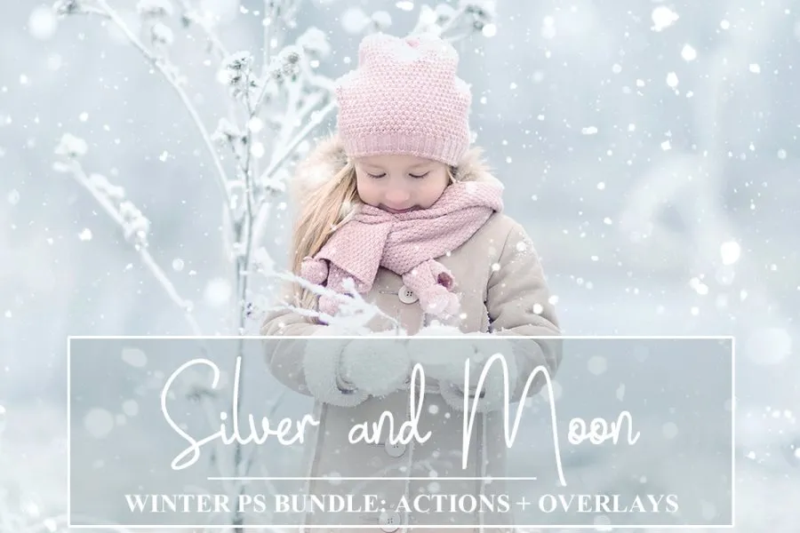 梦幻冬季高清雪花冬季纹理叠加合成前景图片素材和PS特效动作 Winter Bundle: PS Actions + Overlays