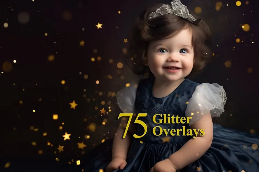 75张闪光粒子星芒斑点照片叠加特效图片素材 75 Glitter Overlays, Sparkle Effect for Photo Edit