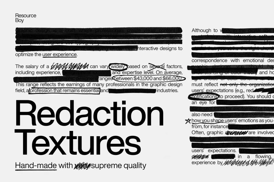 224张手工毛笔笔触涂鸦绘画创意设计PNG图片素材 200+ Redaction Textures