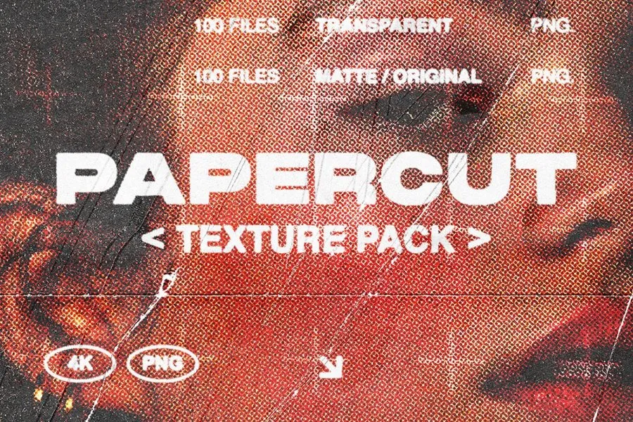 100款复古半色调褶皱折痕肌理噪点颗粒纸张纹理背景图片素材 PaperCut Texture Pack