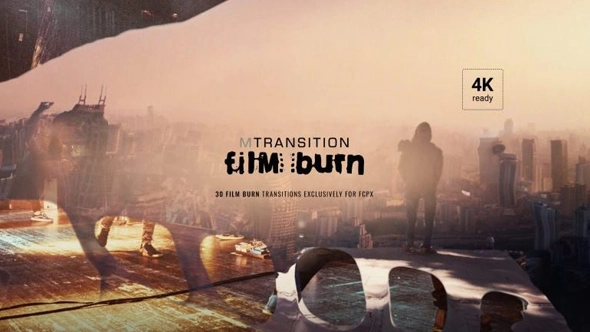 30种电影胶片灼烧溶解失真遮罩转场预设FCPX插件下载 motionVFX – mTransitions Film Burn