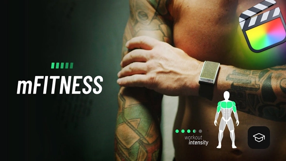 106个活力动感体育健身训练图形数据标题动画FCPX插件下载 motionVFX – mFitness