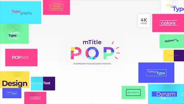50种动感炫彩时尚有趣文字标题动画FCPX插件下载 motionVFX – mTitle POP