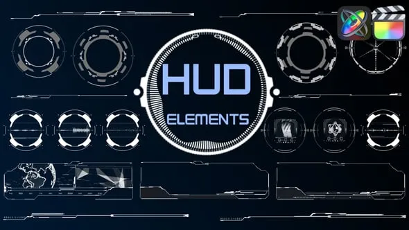 40种未来科技感HUD界面元素动画FCPX插件下载 HUD Elements