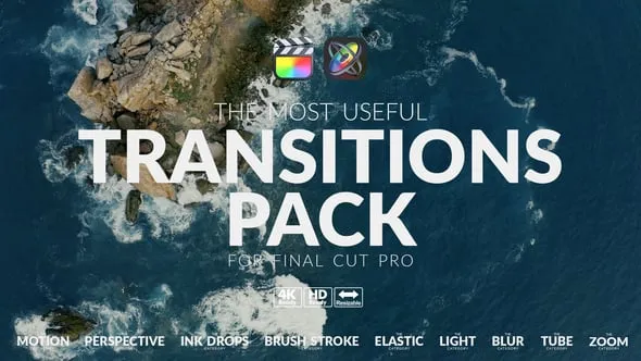 200种缩放故障光效移动旋转变形分割混合转场预设FCPX插件 The Most Useful Transitions Pack