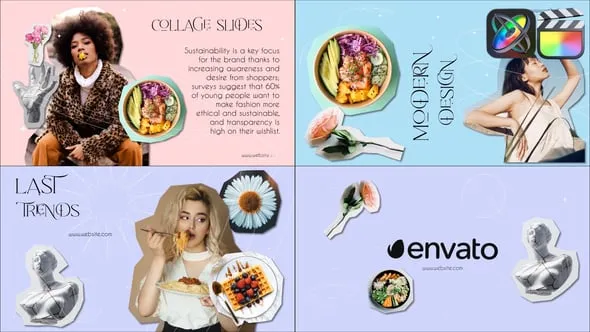 时尚创意幻灯片拼贴图文展示动画FCPX插件 Collage Slideshow