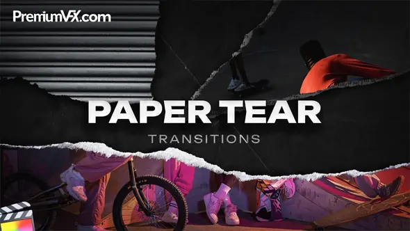 50种纸张撕裂纹理拼贴转场过渡转场动画FCPX插件 PremiumVFX – Paper Tear Transitions