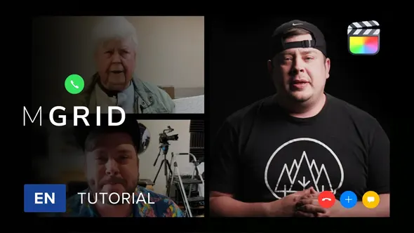 51种多人群组视频会议通话聊天网格拼贴布局组合分屏元素动画FCPX插件 motionVFX – mGrid