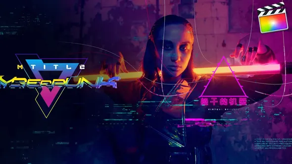 55个科幻故障赛博朋克风格化主题文字标题及转场动画FCPX插件 motionVFX – mTitle Cyber​​punk