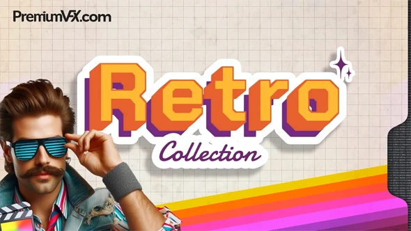 60种复古80年代徽标Logo排版标题字幕图形背景静帧叠加动画FCPX插件 PremiumVFX – Retro Collection汉化版