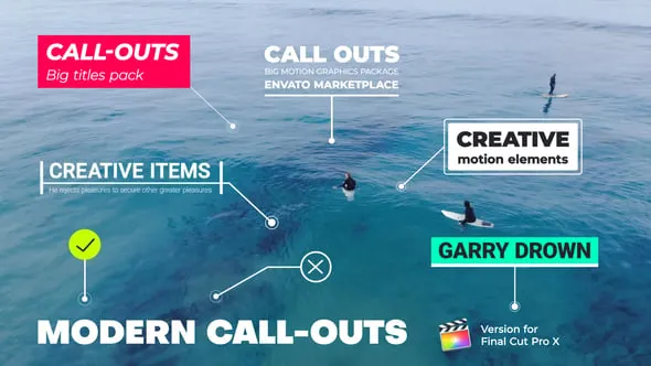 21个现代呼出指示线条文字标题介绍标注动画FCPX插件 Modern Call-Outs