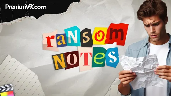 20个创意褶皱纸张背景有趣字母符号文字标题拼贴动画FCPX插件 PremiumVFX – Ransom Notes