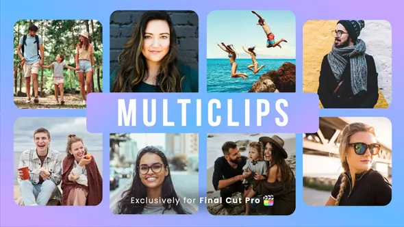 95个多屏布局网络会议画中画网格媒体墙视频效果预设FCPX插件 IF Motion – Multiclips 汉化版