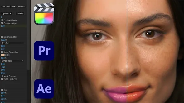 快速人脸五官美化磨皮跟踪修复美颜工具FCPX/AE/PR插件 Kingluma – Fresh Face 汉化版