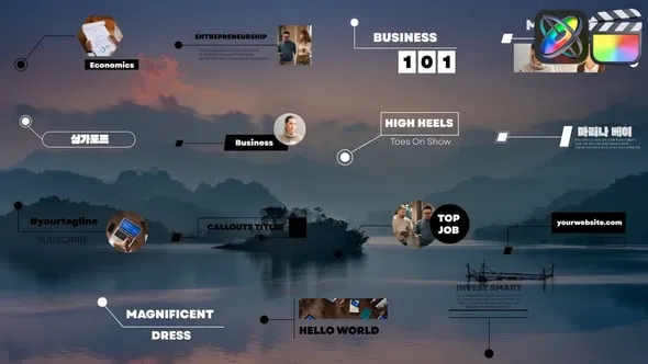 15组时尚简约线条呼出文字标注展示动画FCPX插件 LikeThisMotion – Callouts Titles 汉化版