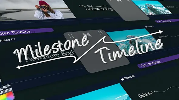 36个旅行Vlog社交媒体短视频时间线文字标题字幕转场动画预设FCPX插件 IF Motion – Milestone Timeline 汉化版