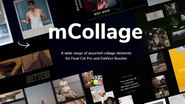 160个多样化图文视频排版组合拼贴展示宣传合成动画元素FCPX插件 motionVFX – mCollage 汉化版