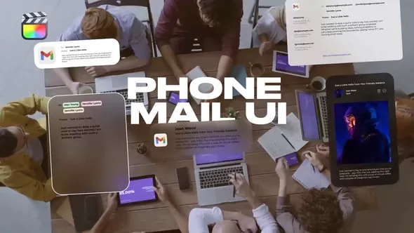 手机邮件消息接收发送弹窗提醒界面UI展示动画FCPX插件 Phone Mail UI 汉化版