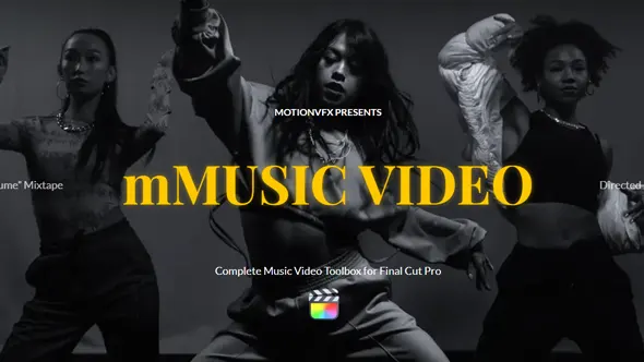 51个短视频音乐MV宣传文字标题转场预设特效包装动画FCPX插件 motionVFX – mMusic Video 汉化版