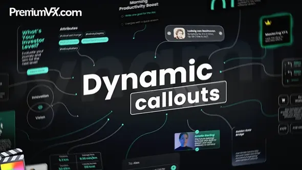 30个精美时尚动态跟踪弹窗信息指示标注动画FCPX插件 PremiumVFX – Dynamic Callouts 汉化版
