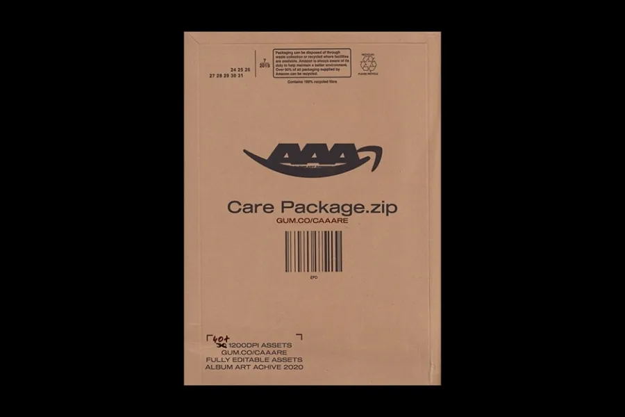 43个物流快递签收单邮资条码扫描不干胶标签贴纸主题资产PNG设计素材 Studio AAA – Care Package