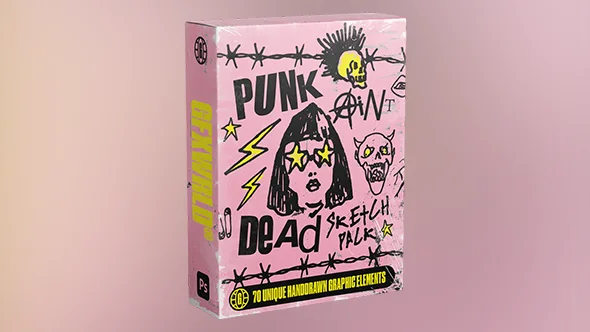 70个街头艺术时尚潮流涂鸦墙绘朋克风格手绘喷漆元素PNG素材 GFXWorld – Punk Ain’t Dead Sketch Pack(Vol.1)