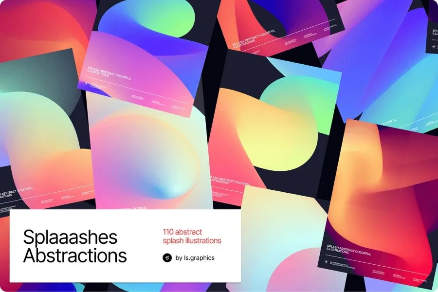 110款抽象艺术渐变泼墨扭曲图形背景元素新媒体品牌设计矢量素材 Splaaashes! Illustration Kit