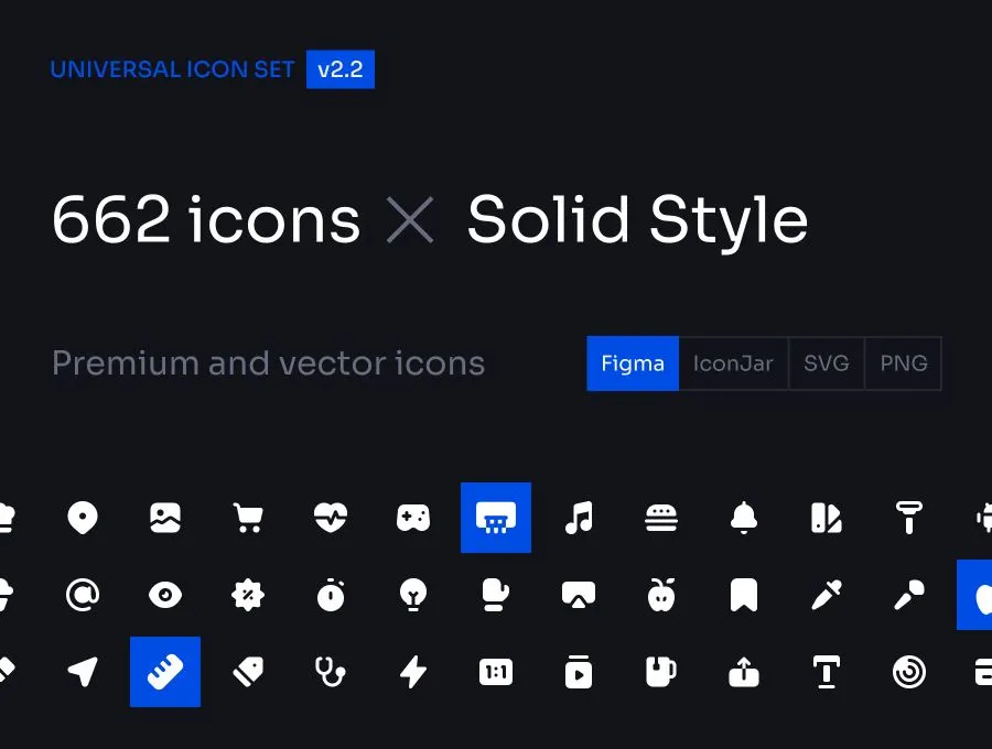 662科技金融运动医疗电子设备旅行天气等行业通用Icon图标设计素材 Universal Icon Set v2.2 | Solid Style
