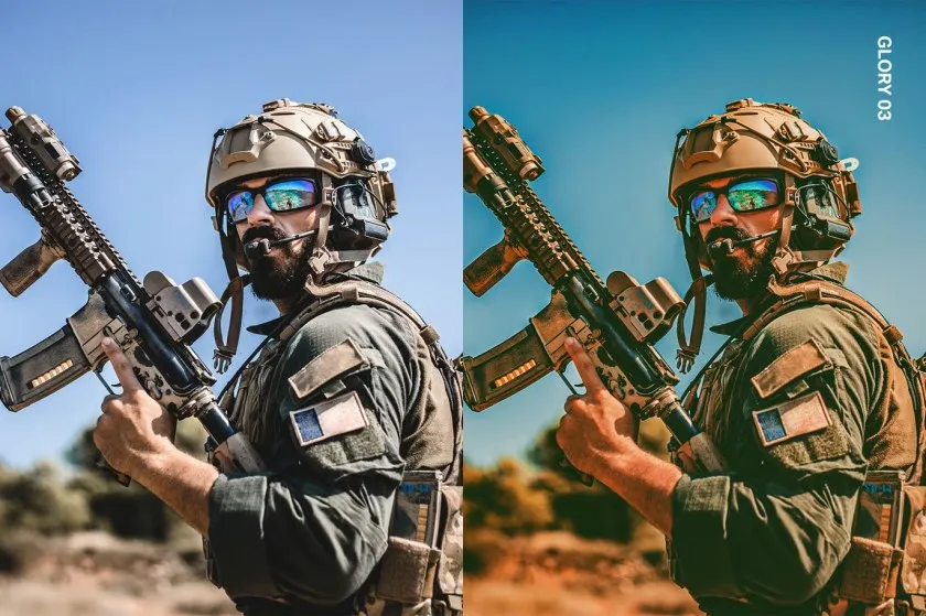 现代战争战斗AI人工智能Lightroom预设及电影视频调色LUT预设 20 Battlefield Lightroom Presets and LUTs