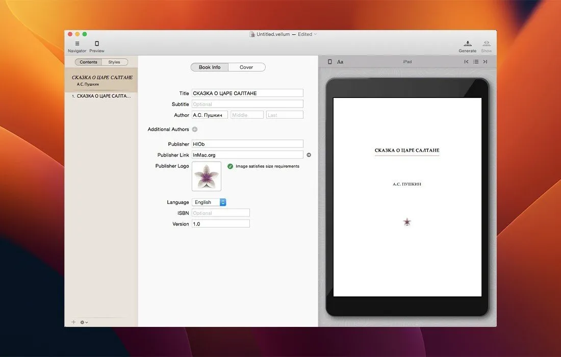 Vellum v3.9.0 破解版 Mac电子书生成软件 电子书排版和出版工具
